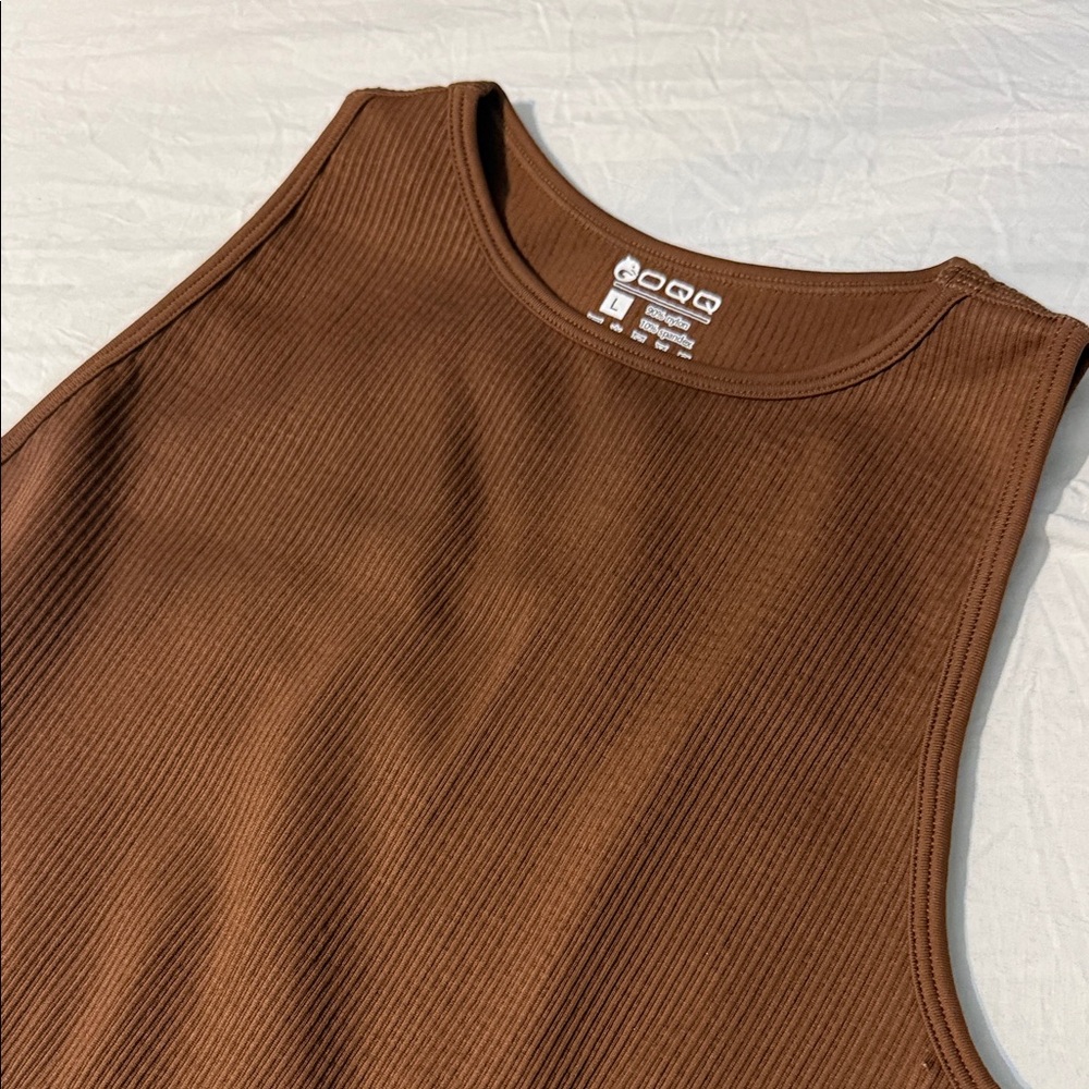 Brown Ribbed Bodysuit